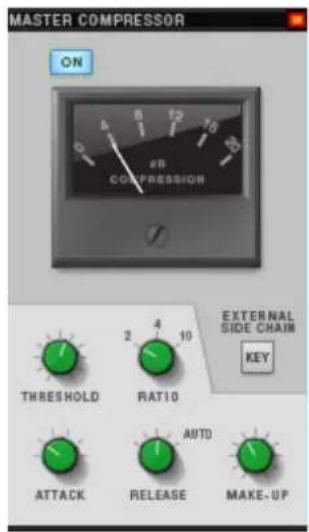 MASTER COMPRESSOR ON 2B COMPRESSION THRESHOLD RATIO ATTACK RELEASE AUTO MAKE-UP 2 4 10 EXTERNAL SIDE CHAIN KEY