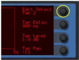 Edit Select Tap 2 Tap Delay 400 ms Tap Level 1,8 dB Tap Pan 5s -12