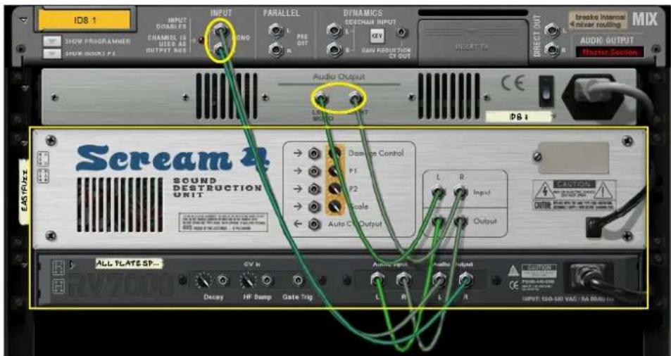 ID8 1 SHOW PRISGRAMMER SHOW INSERT FX INPUT CHANNEL IS USED AS OUTPUT OUT SPEE PARALLEL PRE OUT DYNAMICS SEECOM INPUT KEY RAW REDUCTION OUT INSERT TX Audiou Output LED MΩ INT CE D8 1 Scream 2 SOUND DESTRUCTION UNIT Damage Control P1 P2 Scale Auto C Output Input Output ALL PLATE SP... GV IN Decay HF Bump Gate Trig Audio Input Audio Output CE AIRV: ISO-300 VAC / KA DAVI: AIRV: ISO-300 VAC / KA DAVI