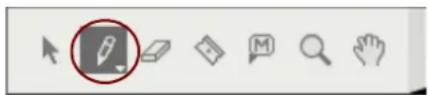 Screenshot of a software toolbar with icons for selection, editing, zoom, and help functions