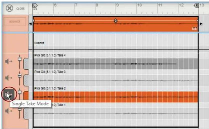 CLOSE C:4 6 7 8 9 10 11 12 R 13 SLOUCE Silence Pick Git (5.1.1.0) Take 4 Pick Git (5.1.1.0) Take 3 Pick Git (5.1.1.0) Take 2 Single Take Mode Take 1 Take 2 Take 3