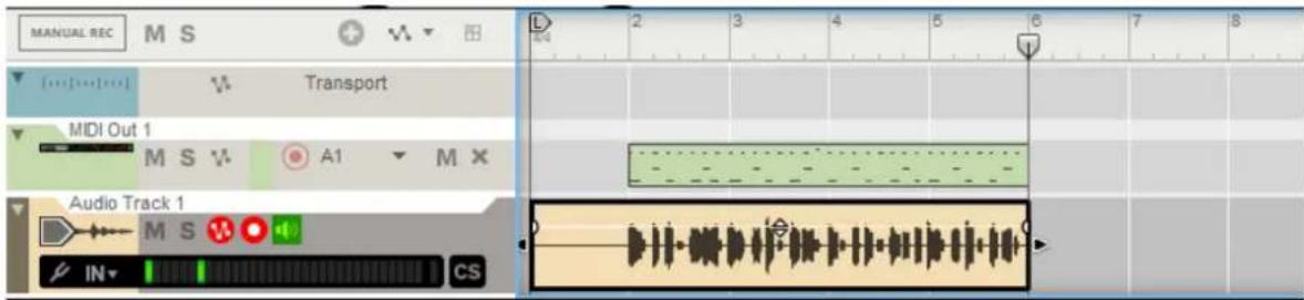 MANUAL REC M S Transport MIDI Out 1 M S V A1 M X Audio Track 1 M S CS