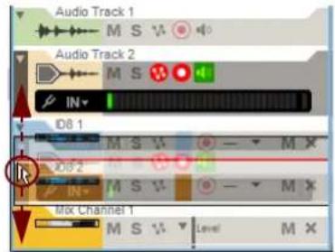 Audio Track 1 M S V Audio Track 2 M S IN ID8 1 M S V ID9 2 M S V Mix Channel 1 M S V Level M X