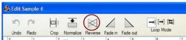 Edit Sample 6 Undo Redo Crop Normalize Reverse Fade in Fade out Loop Mode
