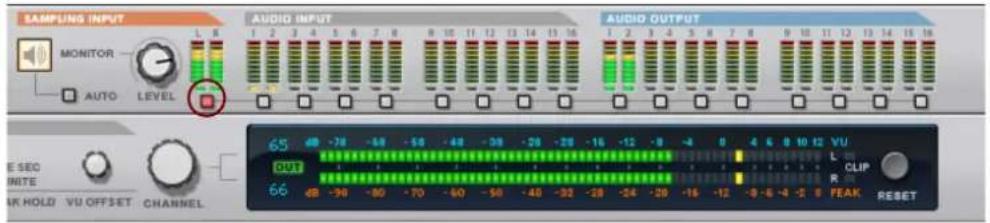 LAMPUNG INPUT MONITOR AUTO LEVEL AUDIO INPUT AUDIO OUTPUT 65 dB -78 -48 -58 -48 -39 -28 -26 -16 -12 -9 -4 0 4 6 8 10 12 VU OUT 66 dB -90 -80 -70 -60 -50 -40 -32 -28 -24 -20 -16 -12 -8 -6 -4 -2 0 PEAK RESET E SEQ INITE UK HOLD VU OFFSET CHANNEL CLIP
