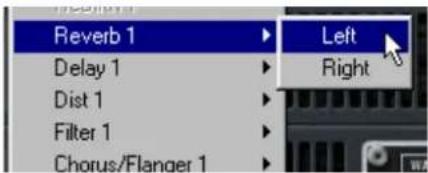 Reverb 1 Delay 1 Dist 1 Filter 1 Chorus/Flanger 1 Left Right