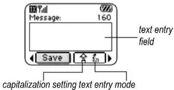 Message: 160 Text entry field Save capitalization setting text entry mode