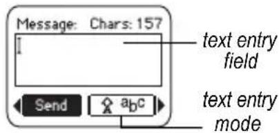 Message: Chars: 157 I Text entry field Send abc Text entry mode