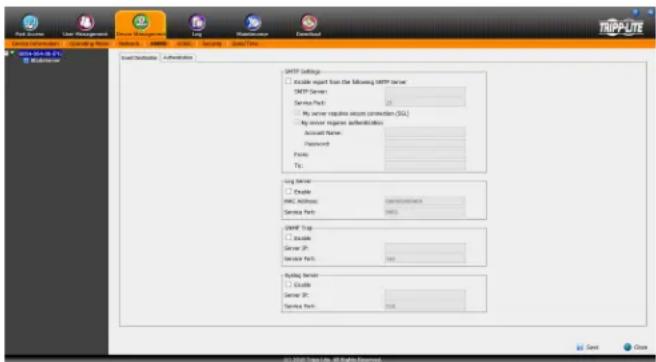 User Stock to IP User Security | Authentication SMTP Settings □ Enable export from the following HTTP server SMTP Server: Service Port: □ No server topology access confirmation [SSL] □ No server logware authentication Account Name: Password: Phone: To: Log Server □ Enable HML Address: 100% Service P…