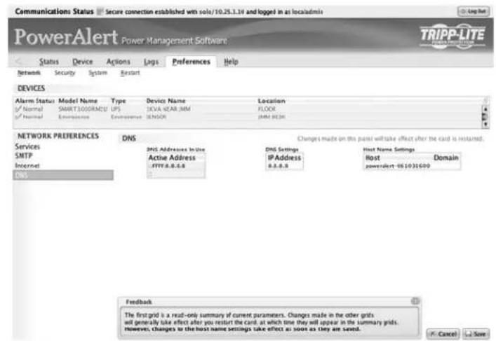 Tripp Lite PDU3VS6L2130 - Preferences > DNS - 1