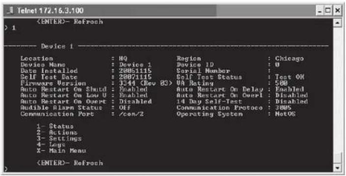 Tripp Lite PDU3VS6L2130 - The Telnet Console Interface - 2