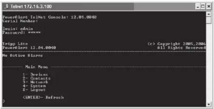 Tripp Lite PDU3VS6L2130 - The Telnet Console Interface - 1