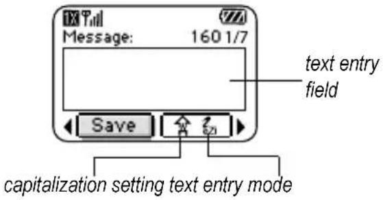 Message: 160 1/7 Text entry field Save capitalization setting text entry mode