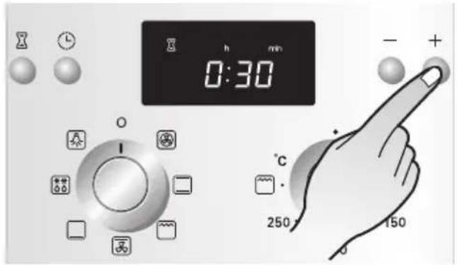 h min 0:30 - + °C 250° 150°