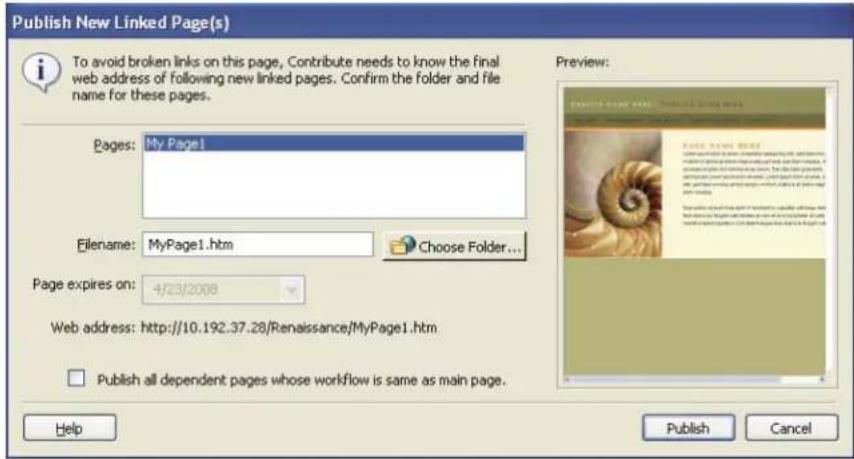 ADOBE Contribute CS4 - Publish an existing page as a new page - 1