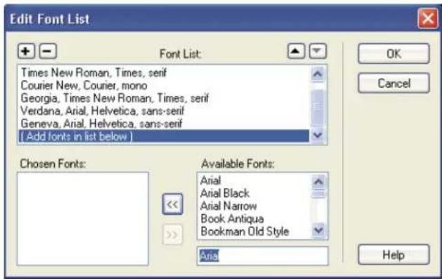 ADOBE Contribute CS4 - Edit the font list - 1