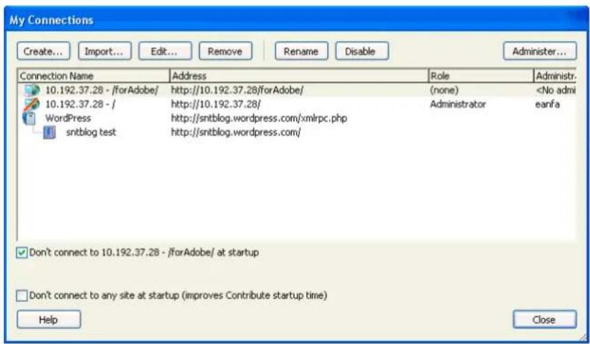 ADOBE Contribute CS4 - Create a website connection - 1