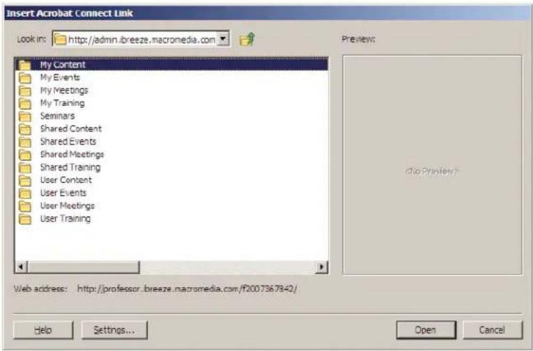ADOBE Contribute CS4 - Link to Adobe Acrobat Connect content, training, and meetings - 2