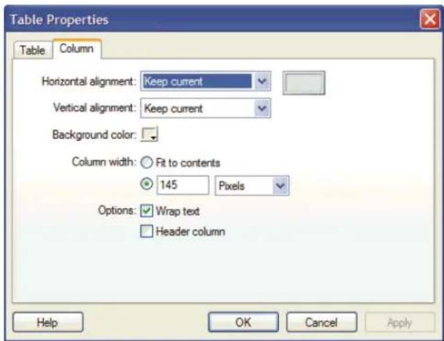ADOBE Contribute CS4 - Modify table row or column properties - 1