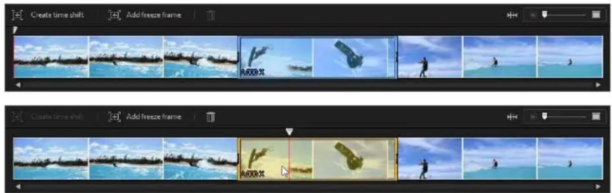 Create time shift Add freeze frame A000X Create time shift Add freeze frame A000X