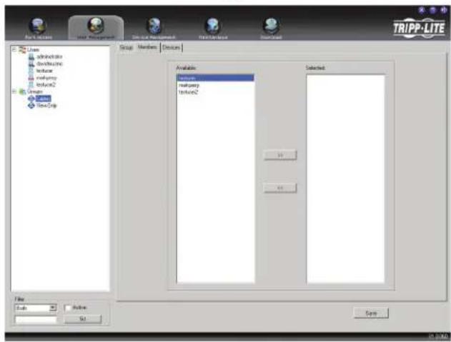 Tripp Lite NetDirector B064-032-01-IPG - Assigning Users to a Group via the Group's Notebook - 1