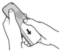 Illustration of hands holding a handheld device with a circular sensor or sensor array (no text or symbols)
