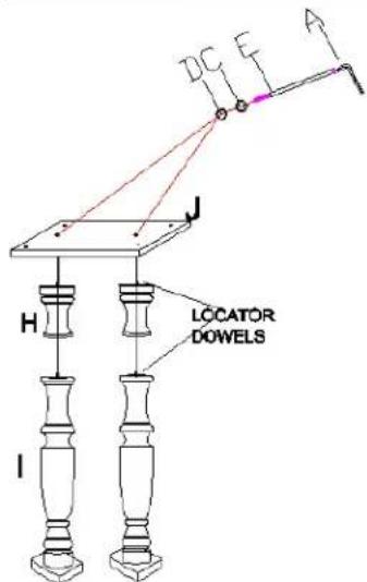 DC E A J H LOCATOR DOWELS I