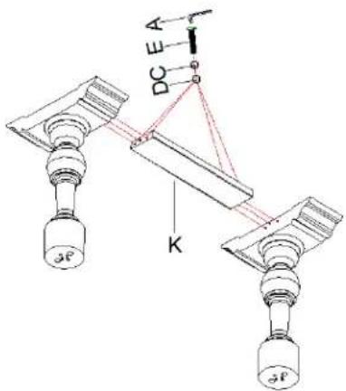 Technical diagram showing mechanical assembly with labeled components and directional indicators