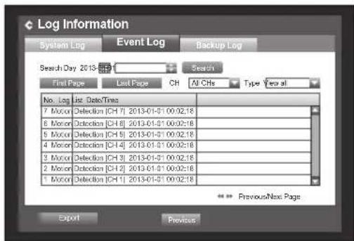 Hanwha SRD-854D - Event Log - 1