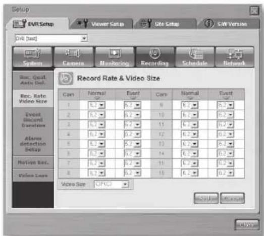 Hanwha SHR-5160 - - Record Rate & Video Size - 2