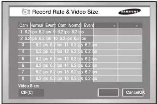 Hanwha SHR-5160 - Record Rate & Video Size - 2