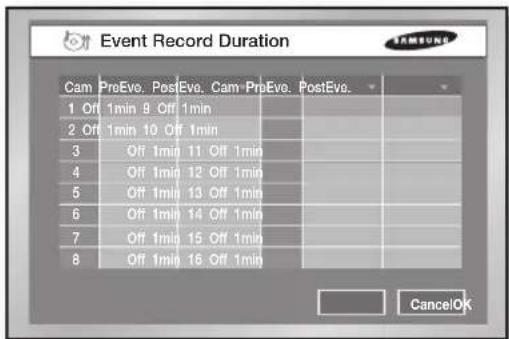 Hanwha SHR-5160 - Event Record Duration - 1