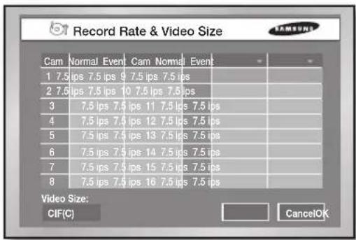 Hanwha SHR-5160 - Record Rate & Video Size - 1