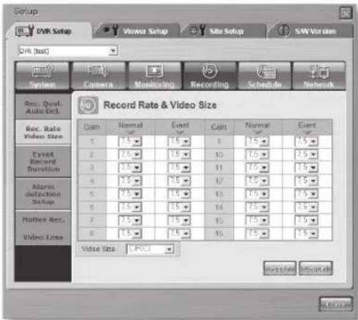 Hanwha SHR-5160 - - Record Rate & Video Size - 1