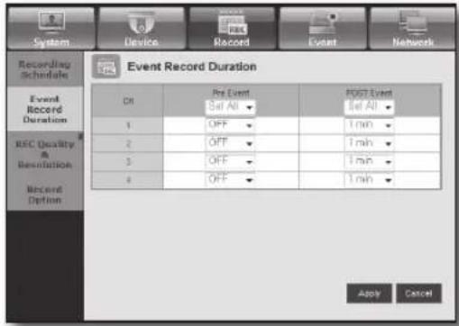 Hanwha SRD-470D - Event Record Duration - 1