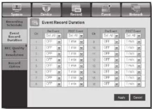 Hanwha SRD-830D - Event Record Duration - 1