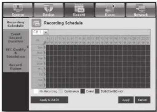 Hanwha SRD-830D - Recording Schedule - 1