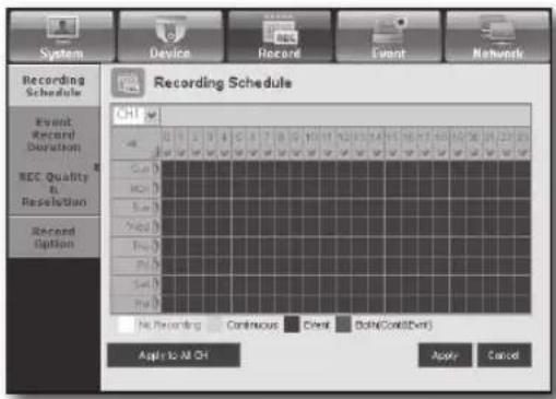 Hanwha SRD-443 - Recording Schedule - 1