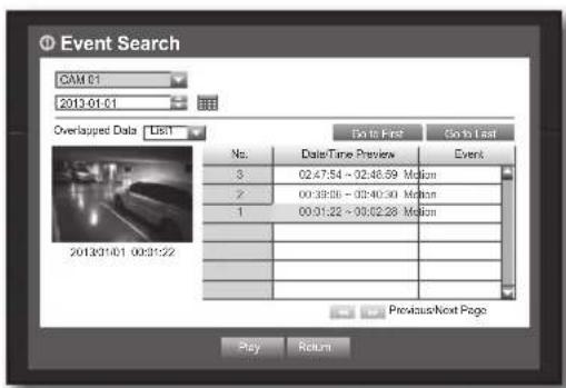 Hanwha SRD-443 - Event Search - 1