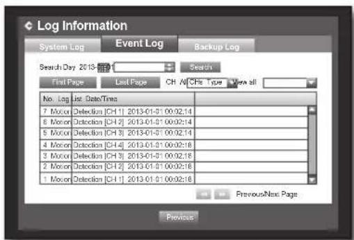 Hanwha SRD-443 - Event Log - 1