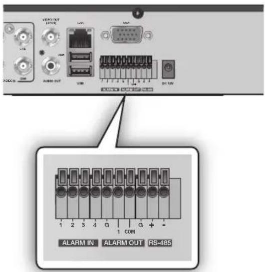 Hanwha SRD-443 - Connecting the alarm output signal - 1