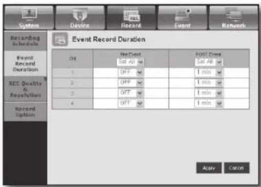 Hanwha SRD-443 - Event Record Duration - 1