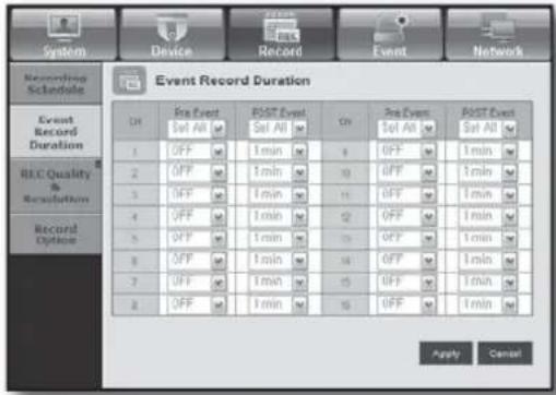 Hanwha SRD-850DC - Event Record Duration - 1