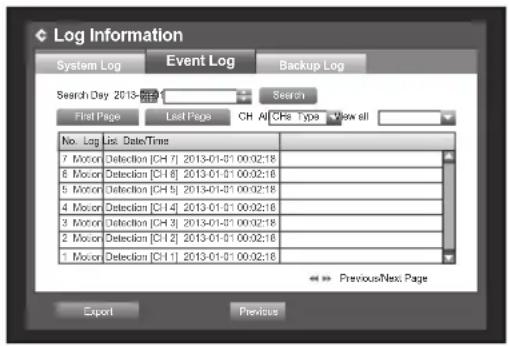 Hanwha SDS-P3042 - Event Log - 1