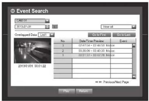 Hanwha SDS-P3042 - Event Search - 1