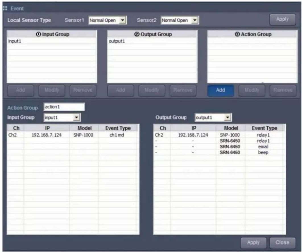 Hanwha SNR-6400 - Event Action Group - 1