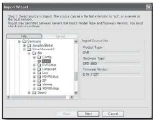 Hanwha SRD-480D - To import the configuration - 1