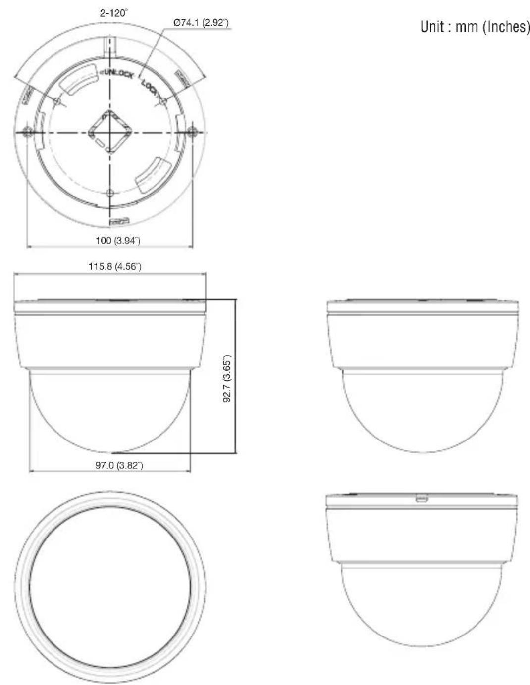 Hanwha SCD-2060E - DIMENSION - 1