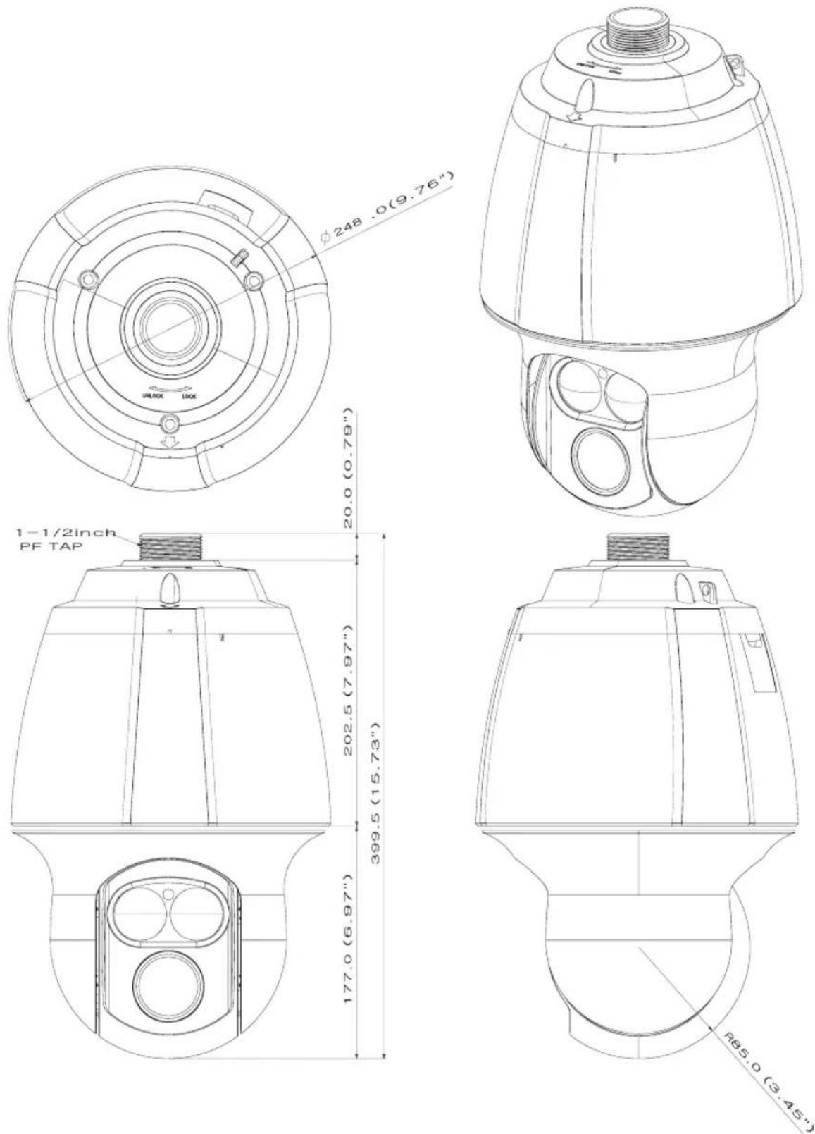 Hanwha SCP-2370RH - DIMENSIONS - 1