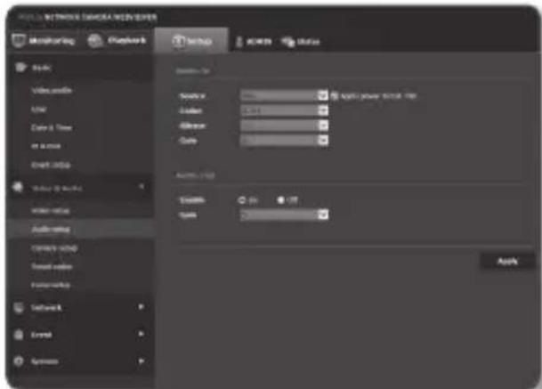 Hanwha SNV-8081R - Audio setup - 1
